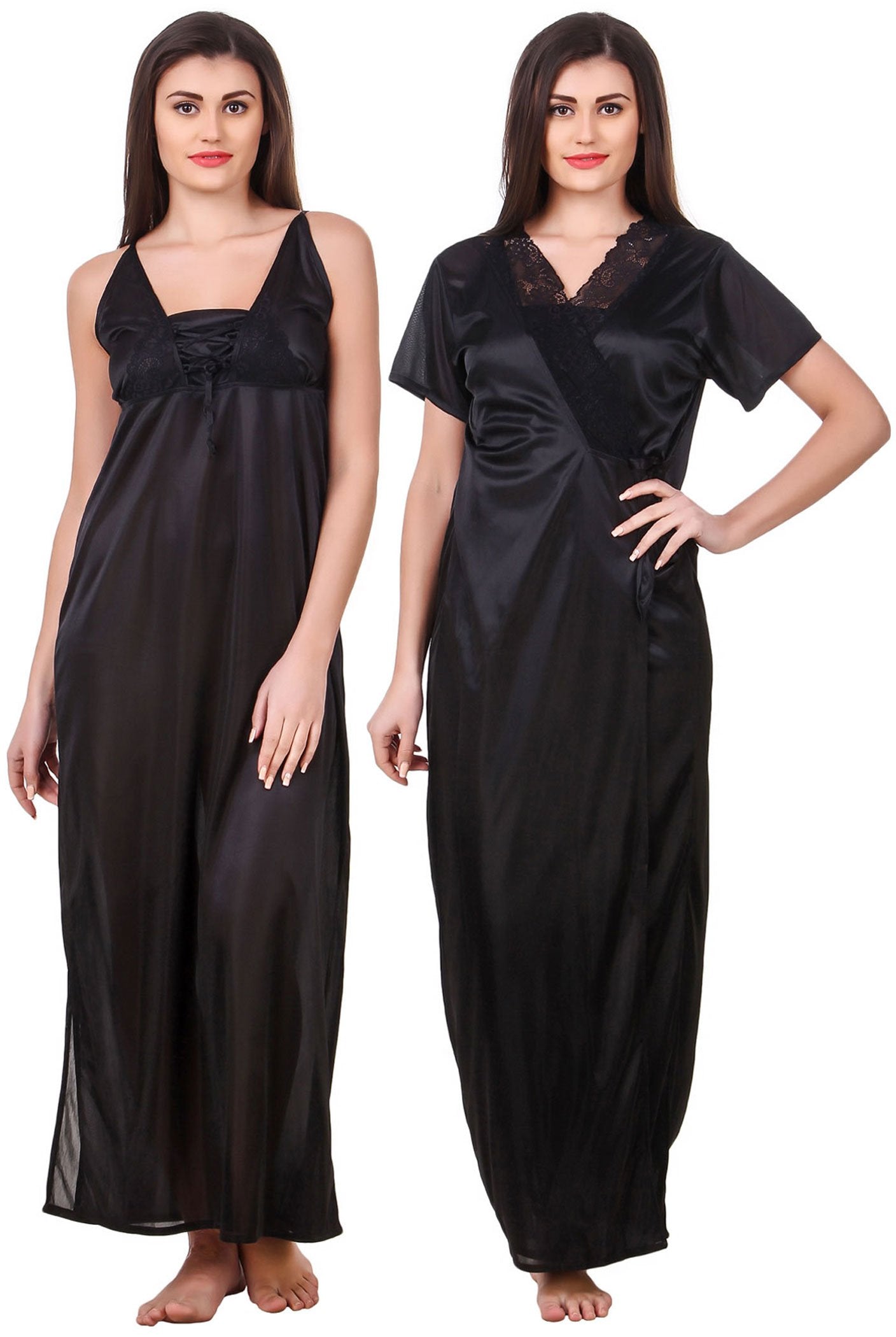 Black / One Size Madison Plus size Nightgown and Robe Set Clearance The Orange Tags