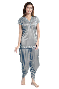 Silver / One Size Aleena Satin Loungewear PJ Pyjama Set The Orange Tags