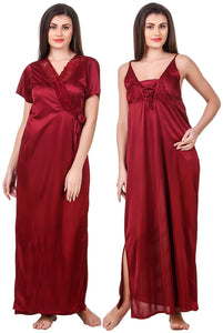 Deep Red / One Size Madison Plus size Nightgown and Robe Set Clearance The Orange Tags