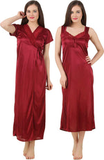 Charger l&#39;image dans la galerie, Deep Red / One Size Ava Satin Nightdress and Robe Set The Orange Tags
