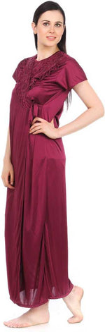 Načíst obrázek do prohlížeče Galerie, Wine / One Size Olivia Satin Nightdress &amp; Dressing Gown Set The Orange Tags
