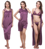 Load image into Gallery viewer, Purple / One Size Mia Satin Nightwear Set 6 Piece The Orange Tags
