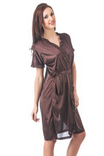 Load image into Gallery viewer, Chocolate / One Size Sofia Satin Dressing Gown Robe The Orange Tags
