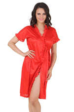 Загрузить изображение в средство просмотра галереи, Red / One Size Sofia Satin Dressing Gown Robe The Orange Tags
