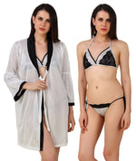 Afbeelding in Gallery-weergave laden, White / One Size Camila Satin Dressing Gown Set The Orange Tags
