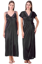 Load image into Gallery viewer, Black / One Size Chloe Satin Gown Nightwear Set The Orange Tags
