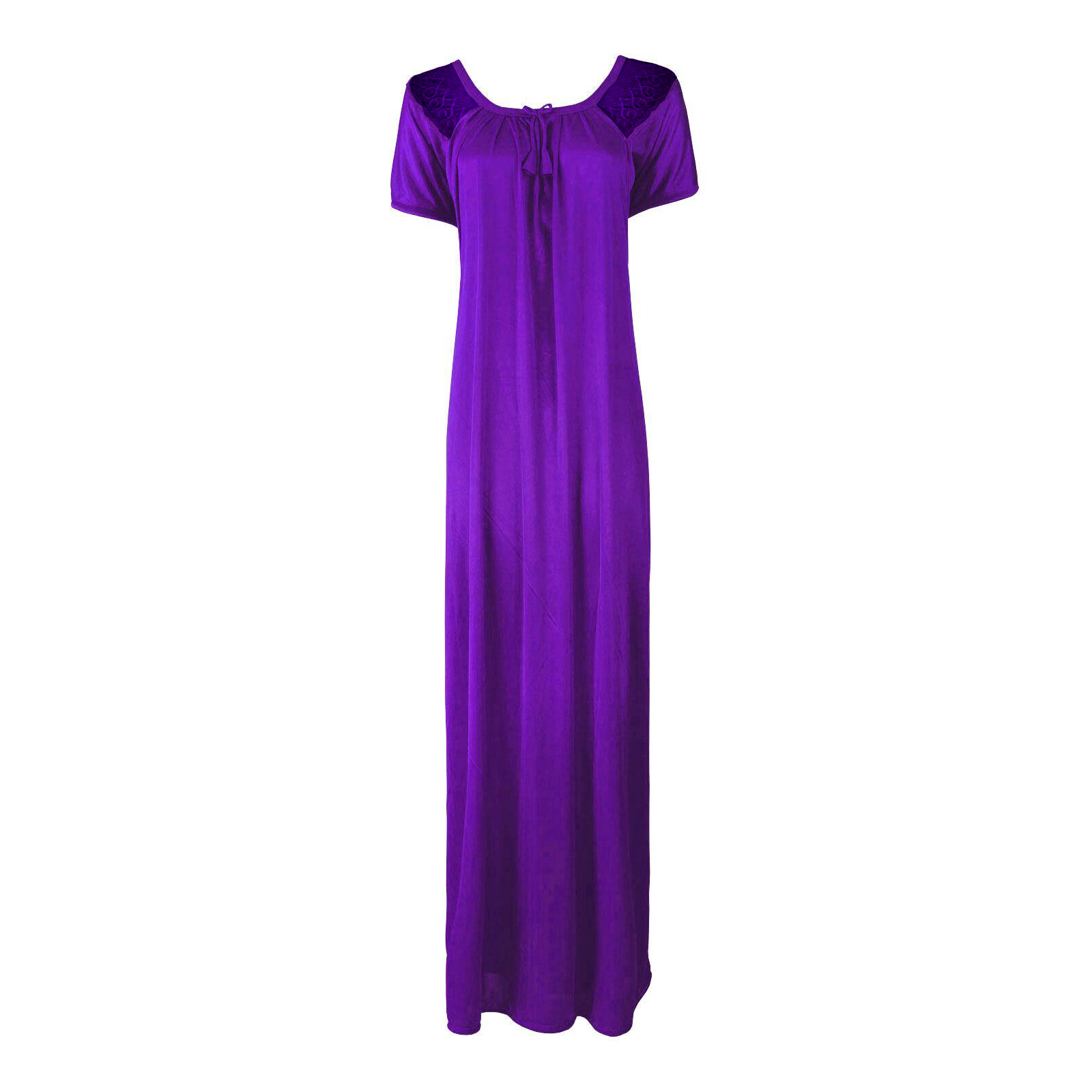 Purple / XL Long satin maxi dress with Lace The Orange Tags