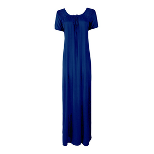 Blue / L Long satin maxi dress with Lace The Orange Tags