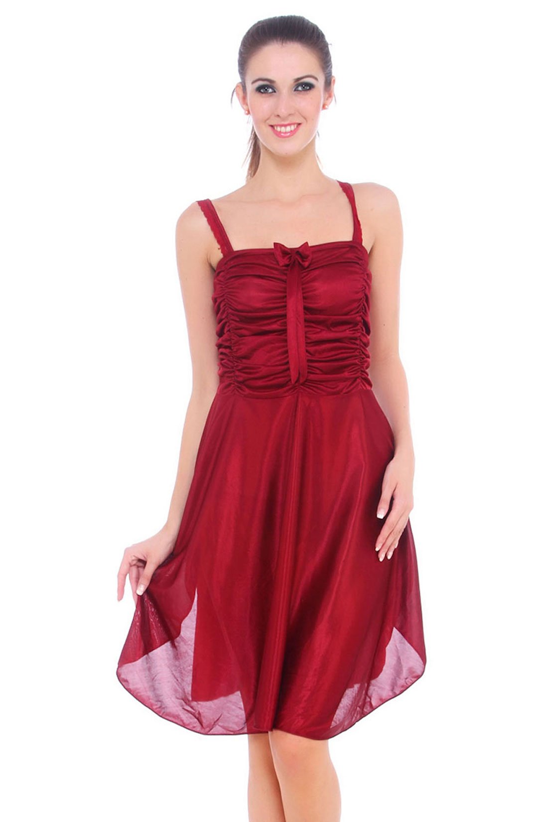 One Size / Deep Red Lillian Chemise Satin Strap Dress The Orange Tags