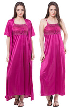 Load image into Gallery viewer, Wine / One Size Aria Satin Nightdress and Robe Clearance The Orange Tags

