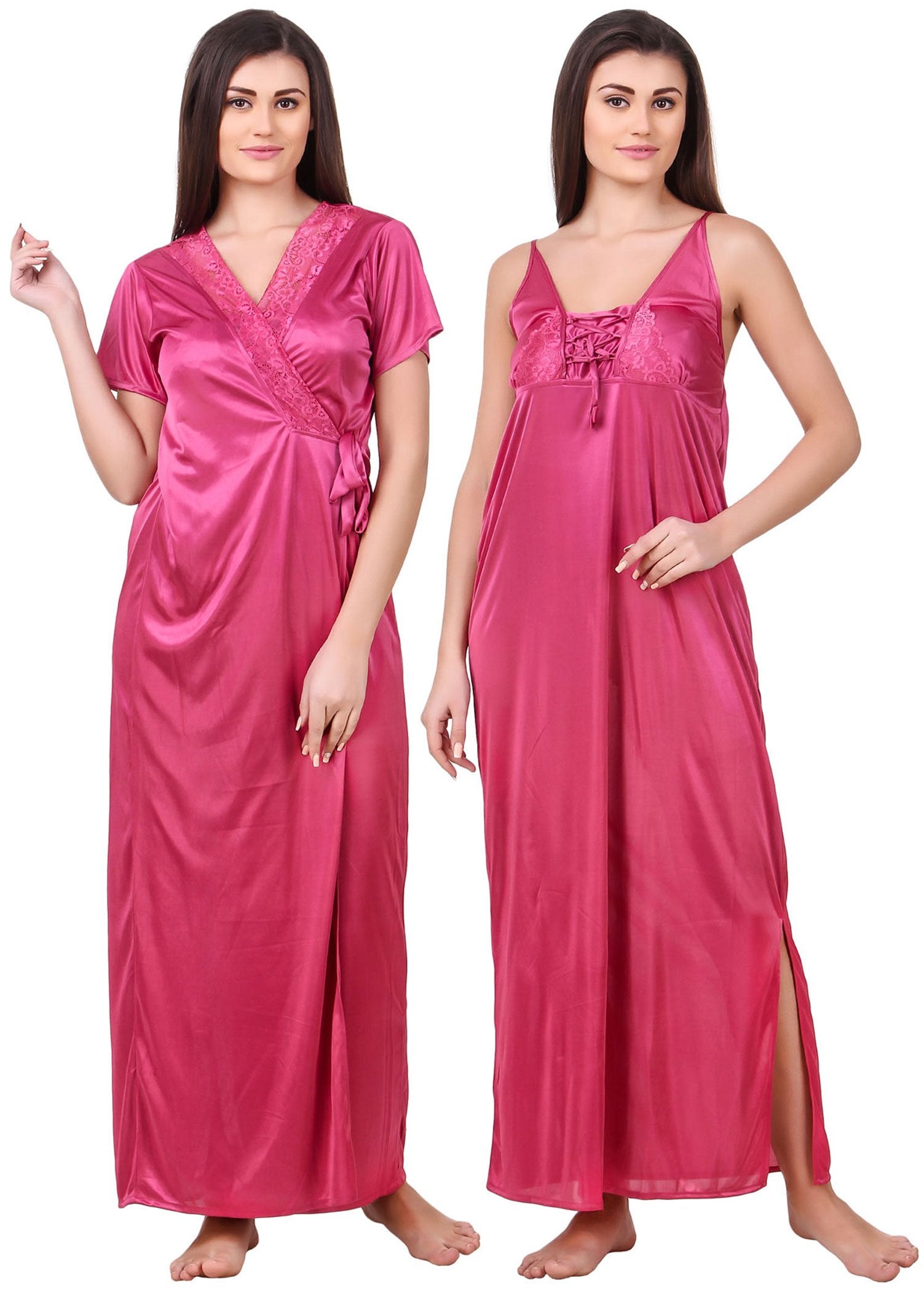 Pink / One Size Madison Plus size Nightgown and Robe Set Clearance The Orange Tags