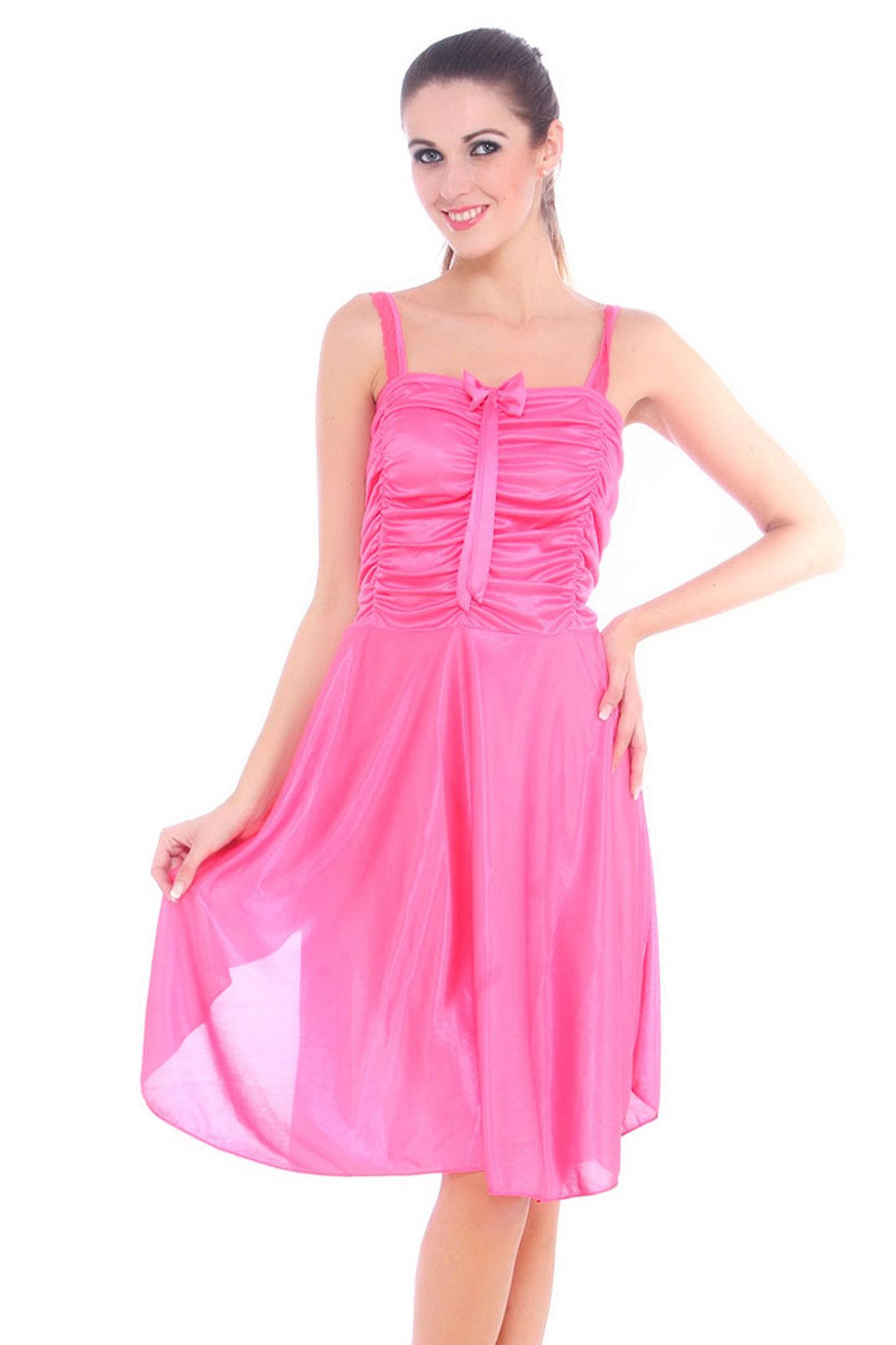One Size / Pink Lillian Chemise Satin Strap Dress The Orange Tags
