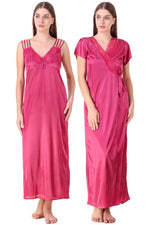 Afbeelding in Gallery-weergave laden, Pink / One Size Chloe Satin Gown Nightwear Set The Orange Tags
