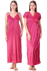 Pink / One Size Chloe Satin Gown Nightwear Set The Orange Tags