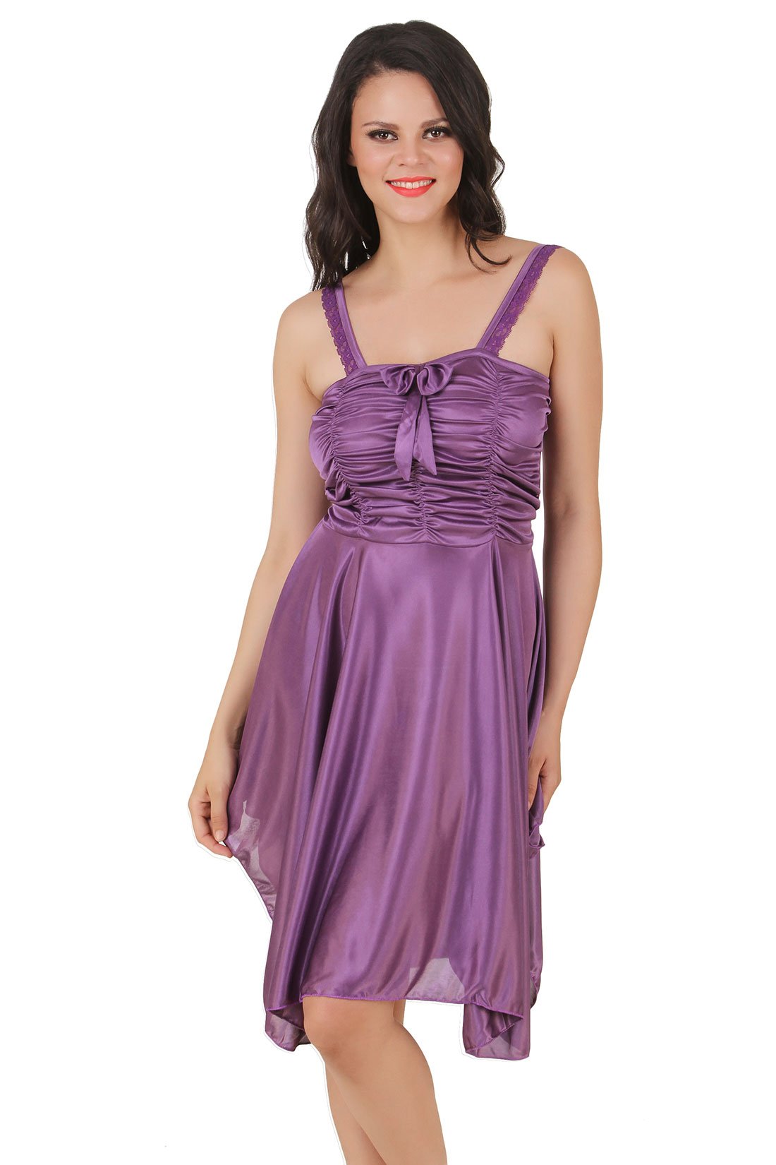 One Size / Purple Lillian Chemise Satin Strap Dress The Orange Tags