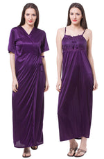 Load image into Gallery viewer, Purple / One Size Aria Satin Nightdress and Robe Clearance The Orange Tags
