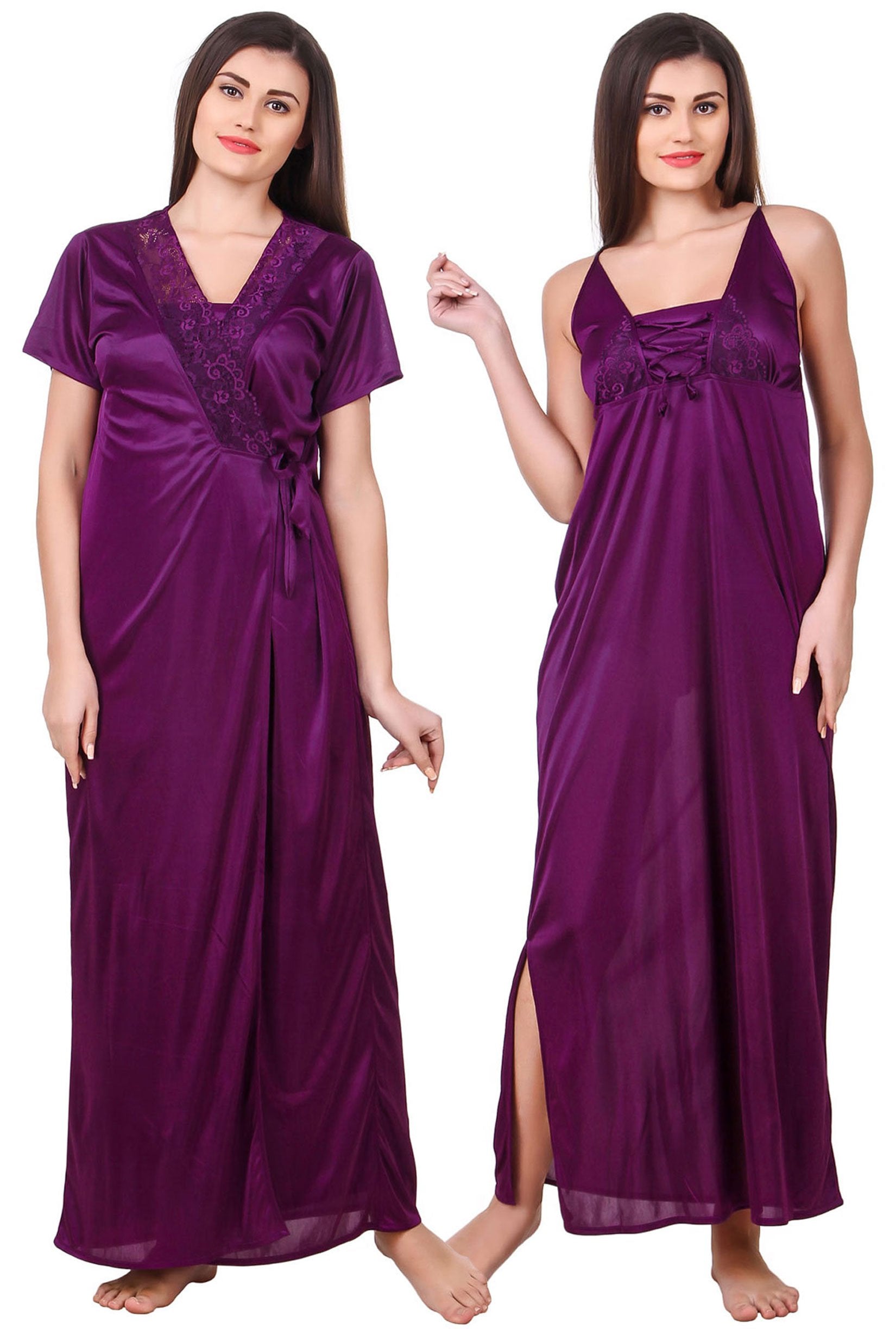 Purple / One Size Madison Plus size Nightgown and Robe Set Clearance The Orange Tags