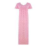 Load image into Gallery viewer, Pink Rose Print / One Size 100% Cotton Short Sleeve Printed Long Nightie The Orange Tags
