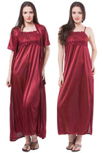 Charger l&#39;image dans la galerie, Deep Red / One Size Aria Satin Nightdress and Robe Clearance The Orange Tags
