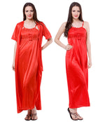 Load image into Gallery viewer, Red / One Size Aria Satin Nightdress and Robe Clearance The Orange Tags
