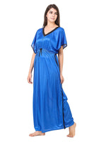 Load image into Gallery viewer, Royal Blue Solid Batwing Sleeve Satin Dress Kaftan The Orange Tags
