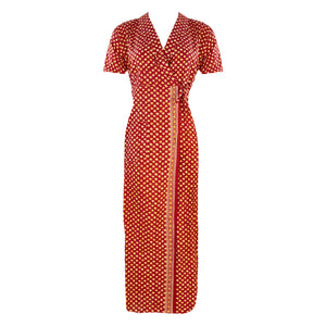 Red Circle Print / One Size NEW WOMEN 100% COTTON SUMMER DRESSING GOWN ROBE LADIES BATH ROBE The Orange Tags