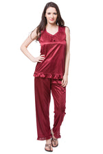 Afbeelding in Gallery-weergave laden, Deep Red / One Size Isabella Satin Pyjama Set The Orange Tags
