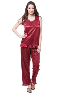 Deep Red / One Size Isabella Satin Pyjama Set The Orange Tags