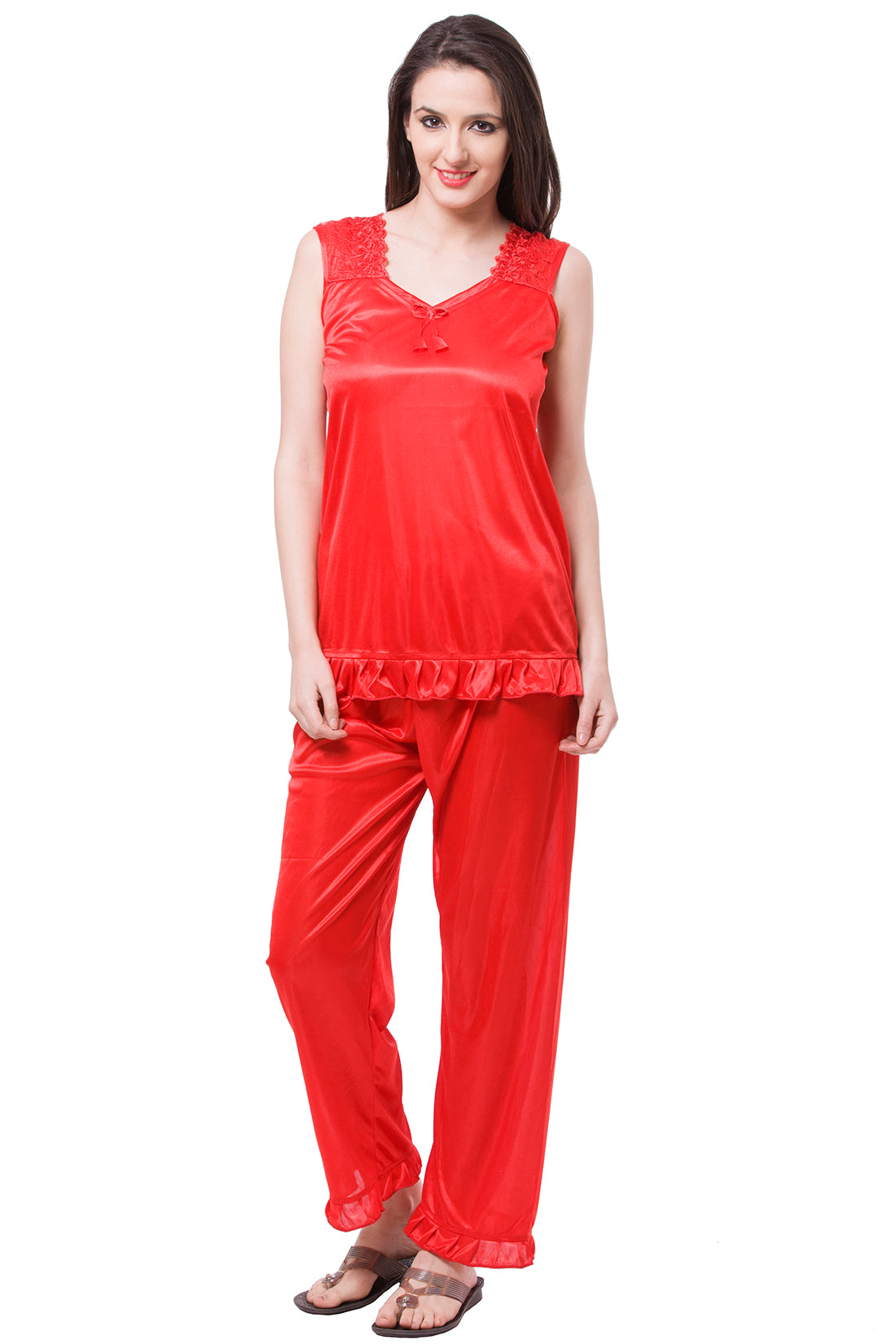 Red / One Size Isabella Satin Pyjama Set The Orange Tags
