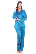 Load image into Gallery viewer, Turquoise / 8-14 Natalie Satin Pajama Set PJS The Orange Tags
