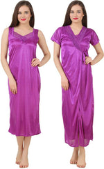 Charger l&#39;image dans la galerie, Wine / One Size Ava Satin Nightdress and Robe Set The Orange Tags
