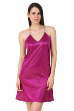 Afbeelding in Gallery-weergave laden, Wine / One Size Violet Sexy Satin Chemise The Orange Tags
