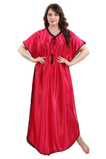 Load image into Gallery viewer, Wine Solid Batwing Sleeve Satin Dress Kaftan The Orange Tags
