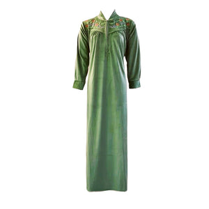 Khaki / L Women's Winter Long Sleeve Nighty, Ladies Velvet Nightdress Woollen Belted Maxi dress 8-14 The Orange Tags