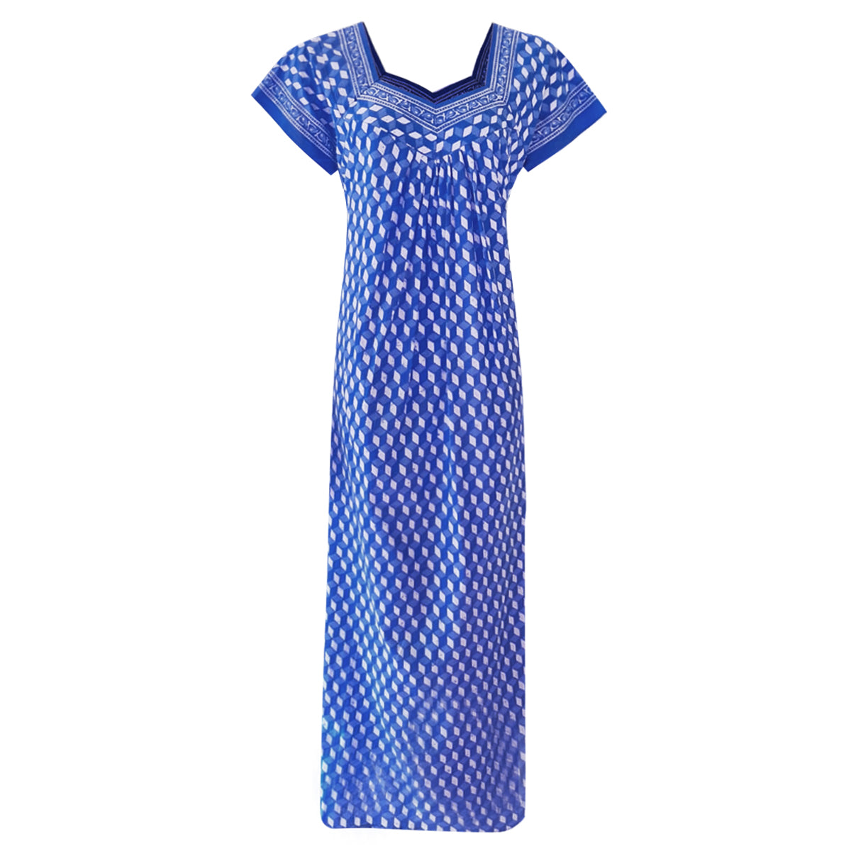Blue / XL Plus Size 100% Cotton Nightdress The Orange Tags