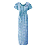 Load image into Gallery viewer, Sky Blue / One Size Cotton Blend Zip Floral Nightdress The Orange Tags
