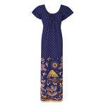 Afbeelding in Gallery-weergave laden, Navy / One Size 100% Cotton Long Printed Nightdress The Orange Tags
