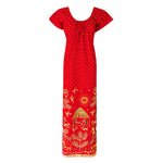 Afbeelding in Gallery-weergave laden, Red / One Size 100% Cotton Long Printed Nightdress The Orange Tags
