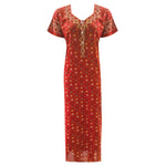 Load image into Gallery viewer, Deep Red Style 1 / L (10-16) 100% Cotton Rose Print Nightdress The Orange Tags
