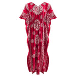 Afbeelding in Gallery-weergave laden, Red / L (10-16) 100% Cotton Long KAFTAN Tunic Dress The Orange Tags
