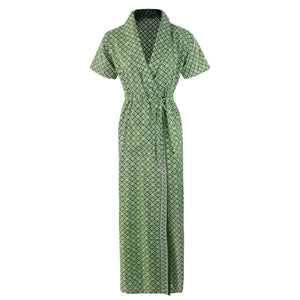 Green Flower Print / 8-14 Ladies 100% Cotton Robe The Orange Tags