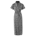 Load image into Gallery viewer, Black Square Print / 8-14 Ladies 100% Cotton Robe The Orange Tags
