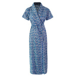 Afbeelding in Gallery-weergave laden, Blue Square Print / 8-14 Ladies 100% Cotton Robe The Orange Tags
