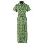 Load image into Gallery viewer, Green Square Print / 8-14 Ladies 100% Cotton Robe The Orange Tags
