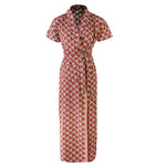Load image into Gallery viewer, Deep Red Swril Print / 8-14 Ladies 100% Cotton Robe The Orange Tags
