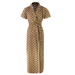 Load image into Gallery viewer, Mocha Swril Print / 8-14 Ladies 100% Cotton Robe The Orange Tags
