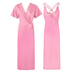 Načíst obrázek do prohlížeče Galerie, Pink / XXL (16-18) Womens Plus Size Nightdress 2 Pcs Set The Orange Tags
