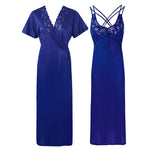 Load image into Gallery viewer, Navy / XXL (16-18) Womens Plus Size Nightdress 2 Pcs Set The Orange Tags
