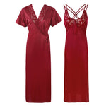 Загрузить изображение в средство просмотра галереи, Deep Red / XXL (16-18) Womens Plus Size Nightdress 2 Pcs Set The Orange Tags
