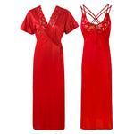 Načíst obrázek do prohlížeče Galerie, Red / XXL (16-18) Womens Plus Size Nightdress 2 Pcs Set The Orange Tags
